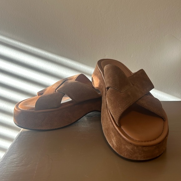 Free People Cognac Suede Platform Sandals - Picture 4 of 6